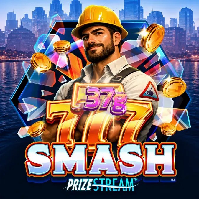Interface de jogo do slot 777 Smash com tema de construção